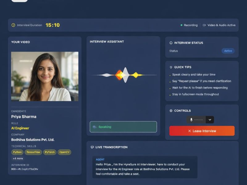 InterviewHub live AI interview room