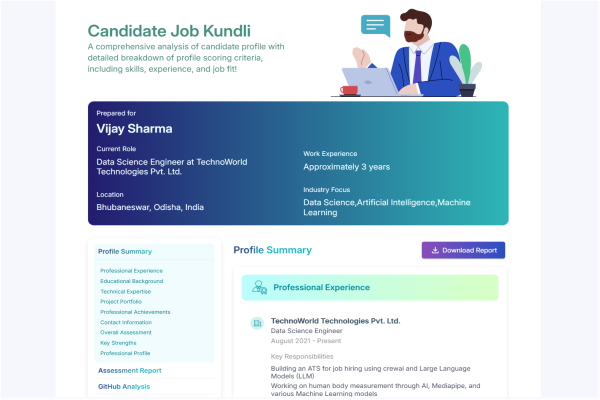 RecruitFlow digital employability profile display
